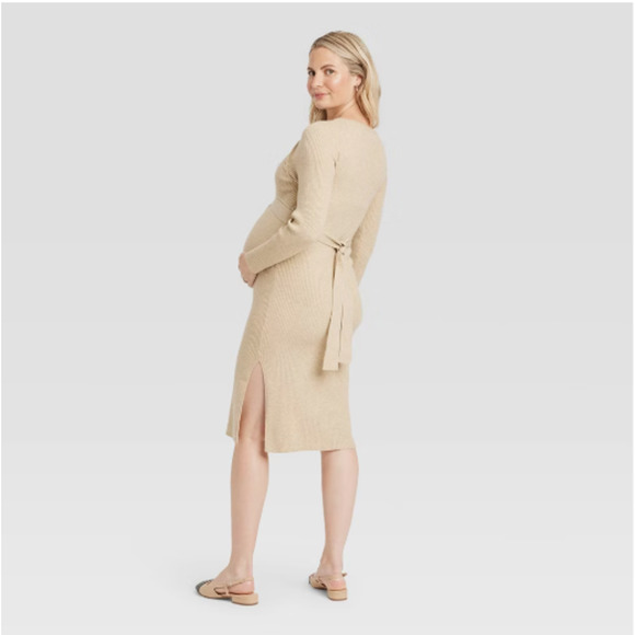 Long Sleeve Mini Maternity Wrap Sweater Dress Sz Medium NWT - Isabel by Ingrid - Picture 5 of 9